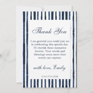 Modern Blue Stripes Baby Shower Thank You Card