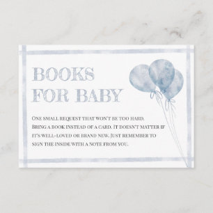 Modern Blue Stripes Balloons Oh Boy Books For Baby Enclosure Card