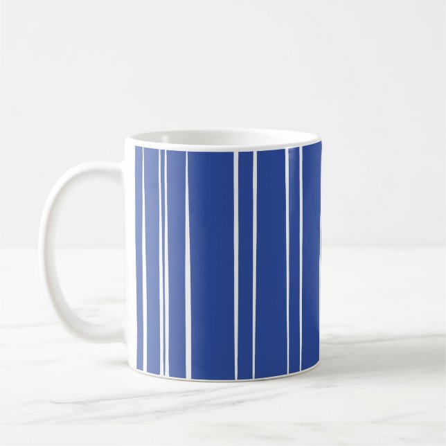 Modern Blue Stripes Coffee Mug (Left)