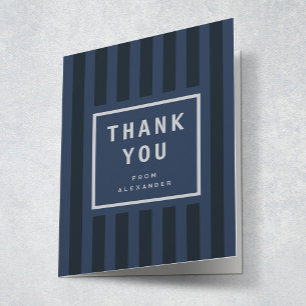Modern Blue Stripes Graduation Thank You Card