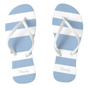 Modern Blue Stripes Name Thongs