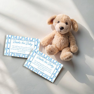 Modern blue stripped baby shower book request enclosure card