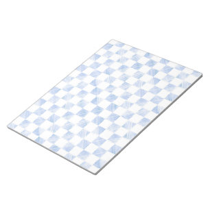 Modern Blue strokes Chequered White Pattern Notepad