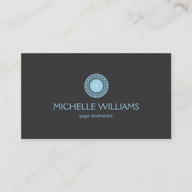 MODERN BLUE SUN LOGO on DARK GRAY Business Card (Front)