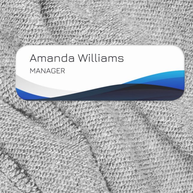 Modern Blue Swirl Employee Name Tag (Creator Uploaded)