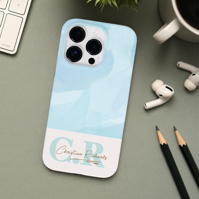 Modern Blue Teal Watercolor Case-Mate iPhone Case (Creator Uploaded)