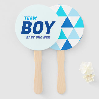 Modern Blue Team Boy Baby Shower Hand Fan