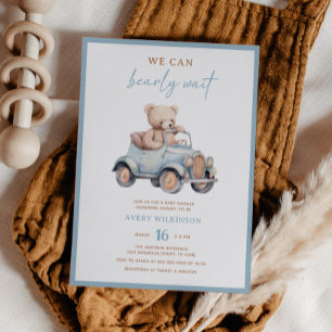 Modern Blue Teddy Bear Boy Baby Shower Invitation