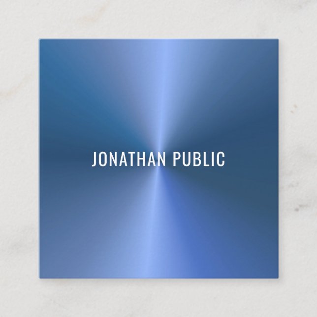 Modern Blue Template Professional Elegant Simple Square Business Card (Front)
