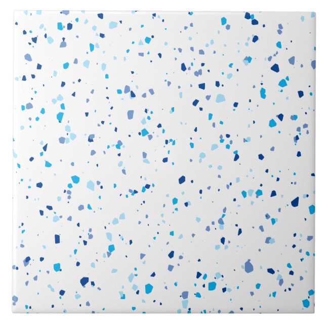 Modern Blue Terrazzo Pattern Ceramic Tile (Front)