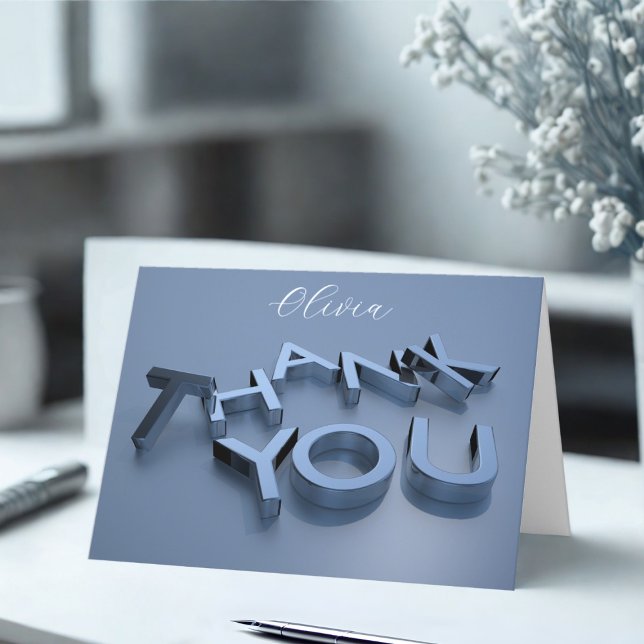 Modern Blue Thank You Card (Just add a name and short thank you message)