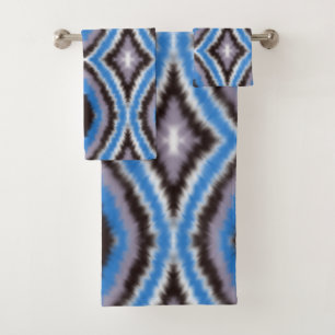modern blue tie and dye pattern bath towel set