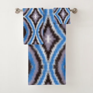 modern blue tie and dye pattern bath towel set