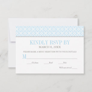 Modern Blue Tile Pattern Cross Boy Baptism RSVP Card