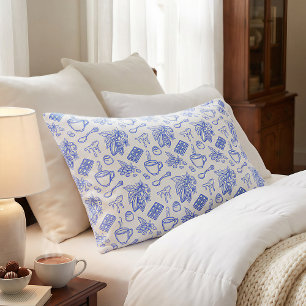 Modern Blue Toile Cacao and Chocolate Pattern Pillowcase