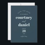 Modern Blue Trendy Photo Save the Date<br><div class="desc">Modern Blue Trendy Photo Save the Date features modern type pairings in bold,  modern colours,  along with a full photo on the back.</div>