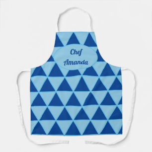 Modern blue triangle graphic pattern chef apron