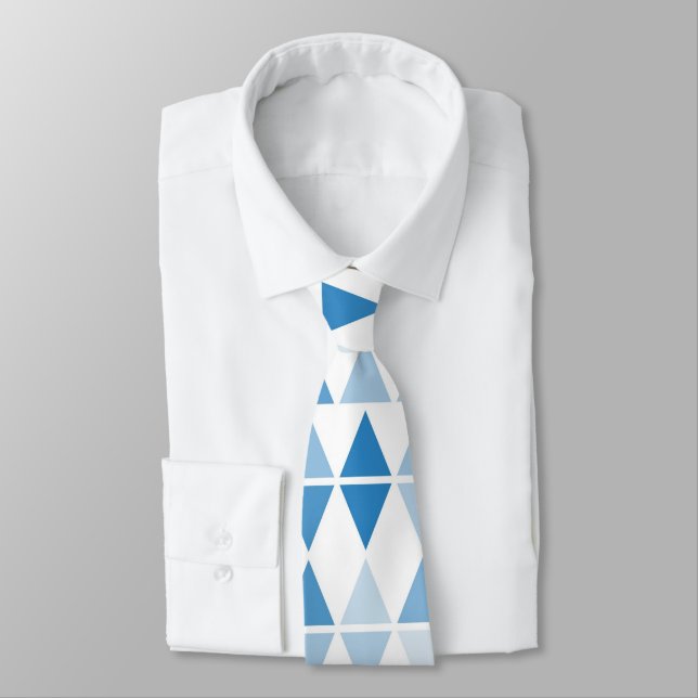 Modern Blue Triangle Pattern Tie – Abstract  (Tied)