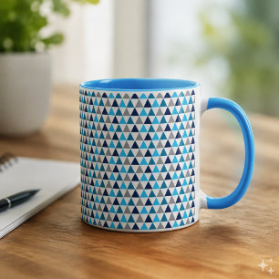 Modern Blue Triangles Geometric Mug