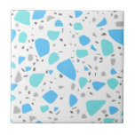 Modern Blue Turquoise White Terrazzo Ceramic Tile<br><div class="desc">Stylish modern classy ceramic tile featuring seamless terrazzo pattern in blue and turquoise colour on a white background. Fresh clean design,  perfect for interior design walls.</div>