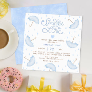 Modern Blue Typography Baby Shower Invitation