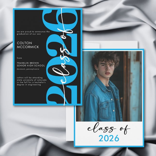 Modern Blue Typography Graduation Announcement (Modern Blue Typography Graduation Announcement)