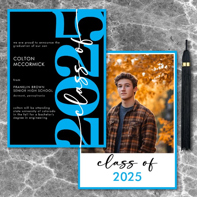 Modern Blue Typography Graduation Announcement (Modern Blue Typography Graduation Announcement)