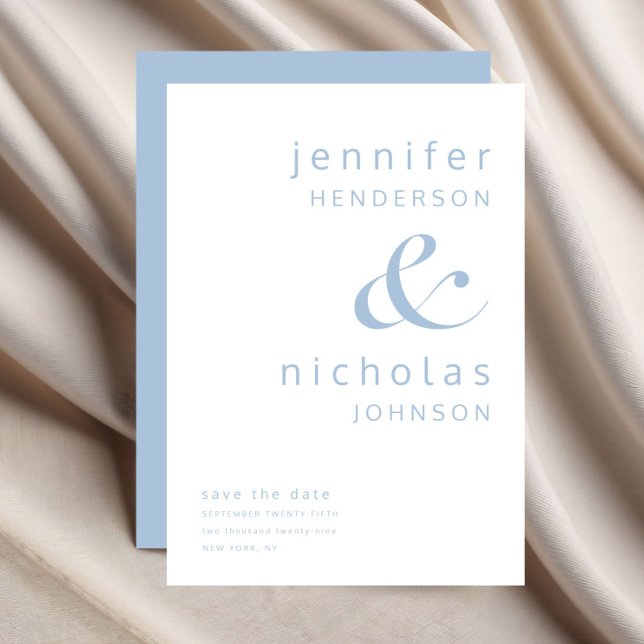 Modern Blue Typography Wedding Save The Date (Modern Blue Typography Wedding Save The Date)