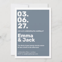 Modern Blue Vertical Date Wedding