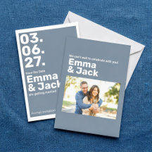 Modern Blue Vertical Date Wedding