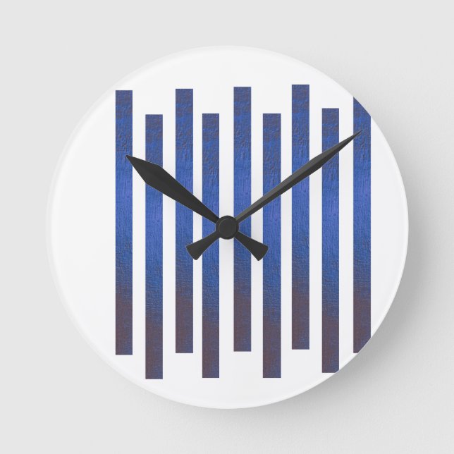 Modern Blue Vertical Stripes Wall Clock (Front)