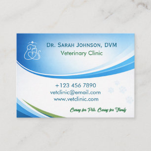 Modern Blue Veterinarian & Pet Clinic Customizable Business Card