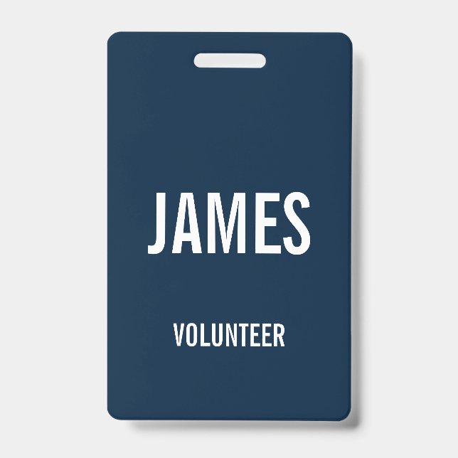 Modern Blue Volunteer Name Event Information Badge ID Badge (Front)