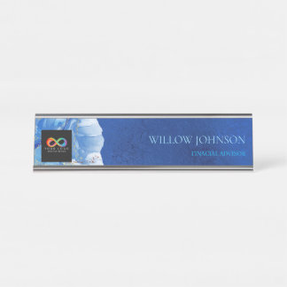 Modern Blue Water Audit Firm Custom Logo Desk Name Plate