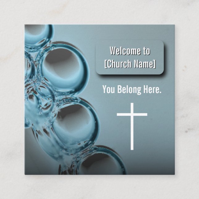 Modern Blue Water Church Church Connection Card (Front)
