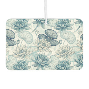 Modern Blue Water Lilies Monet Style Car Air Freshener