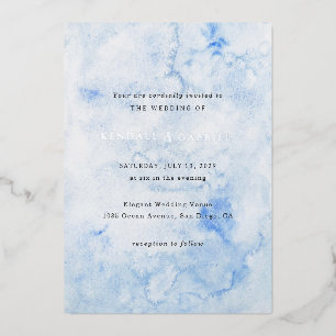 Modern Blue Watercolor Elegant Wedding