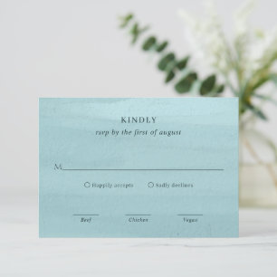 Modern Blue Watercolor Elegant Wedding RSVP Card