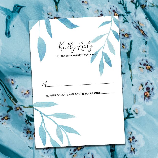 Modern Blue Watercolor Floral RSVP  (Creator Uploaded)