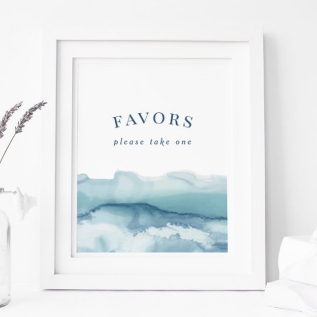 Modern Blue Watercolor Ocean Favours Sign (Creator Uploaded)