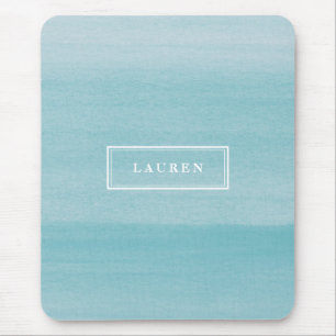 Modern Blue Watercolor Pattern Mouse Pad