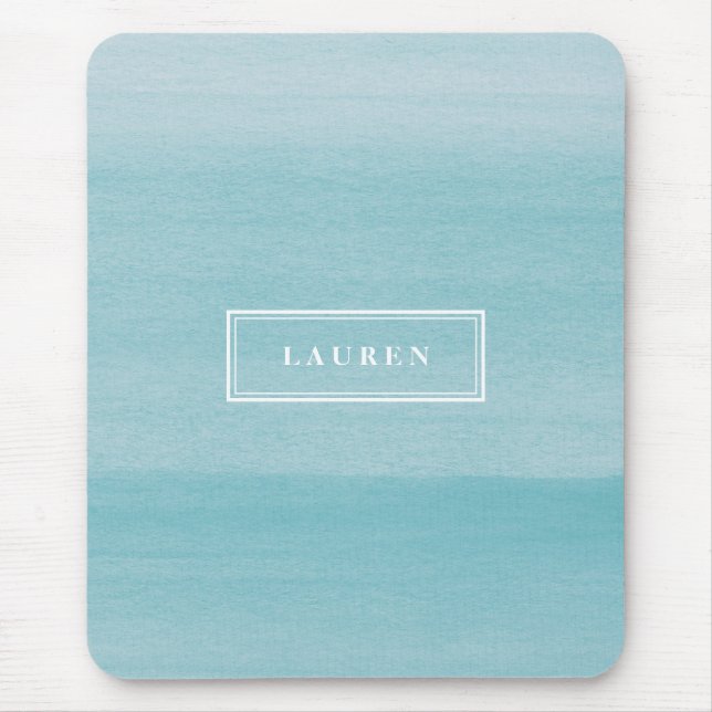 Modern Blue Watercolor Pattern Mouse Pad (Front)