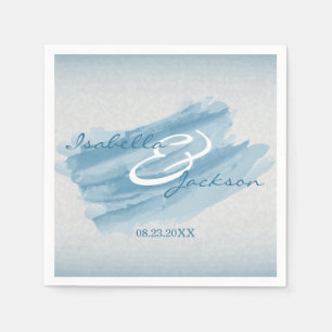 Modern Blue Watercolor Splash Napkin