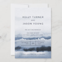 Modern Blue Watercolor Tie Dye Abstract Wedding