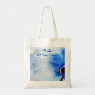 Modern Blue Watercolor Tropical Orchid Florals Tot Tote Bag