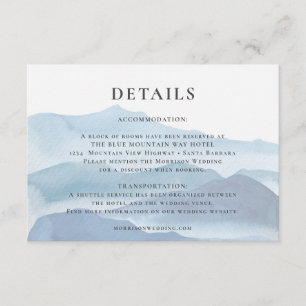 Modern Blue Watercolor Wedding Details   Enclosure Card
