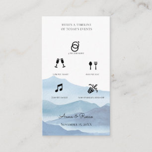 Modern Blue Watercolor Wedding Timeline  Enclosure Card