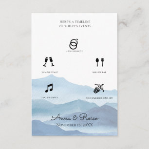Modern Blue Watercolor Wedding Timeline  Enclosure Card