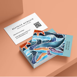 Modern Blue Watercolor Whale Business Card