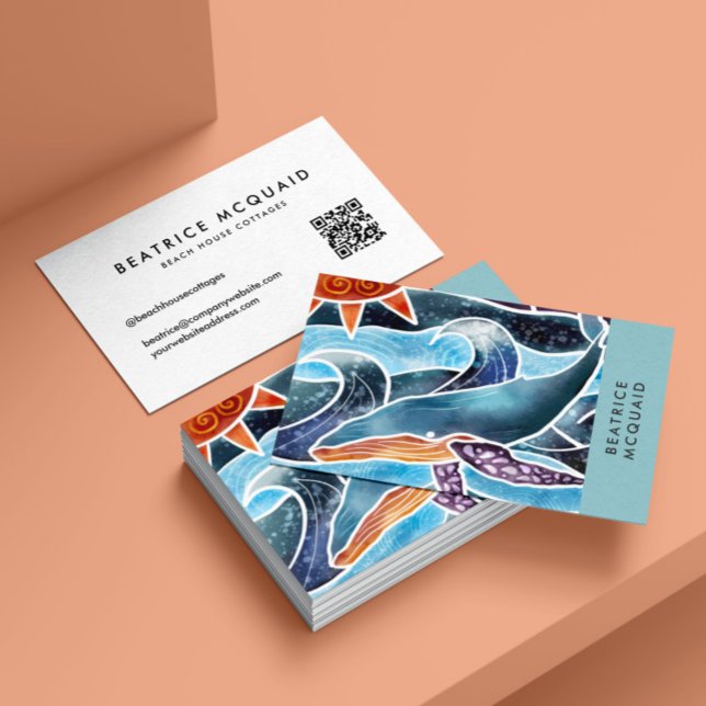 Modern Blue Watercolor Whale Coastal Business Card (Creator Uploaded)